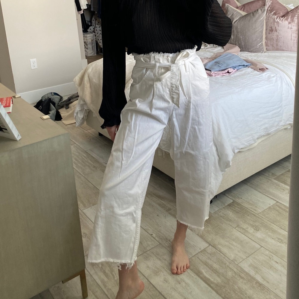 Zara Wide Leg White Jeans